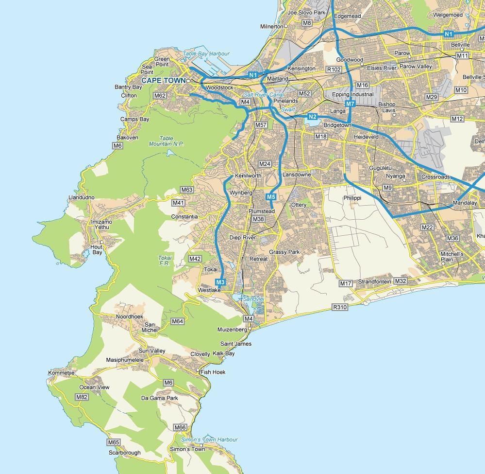 карта річки діп Кейптаун