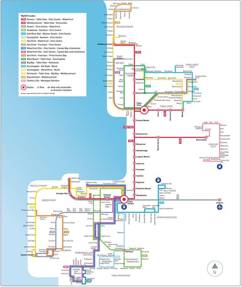 станція myciti карта автобусних маршрутів