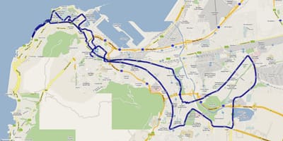 Карта Кейптаун марафонської траси 