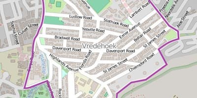 Карта місті Кейптаун vredehoek